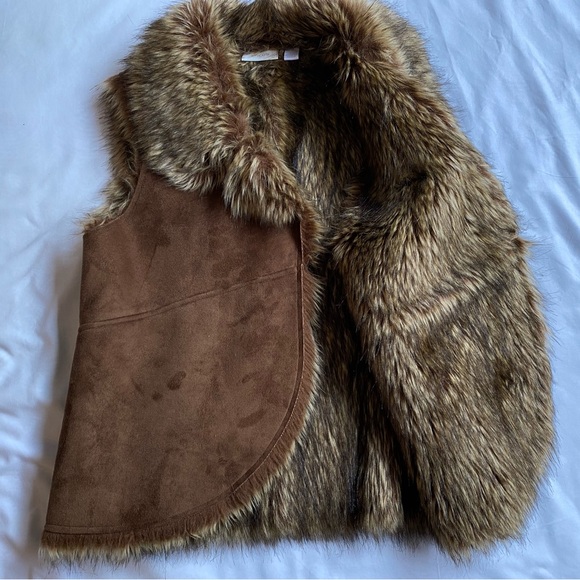 Chicos Brown Faux Suede & Fur Hook Eye Vest XL Great Condition! - Picture 2 of 7